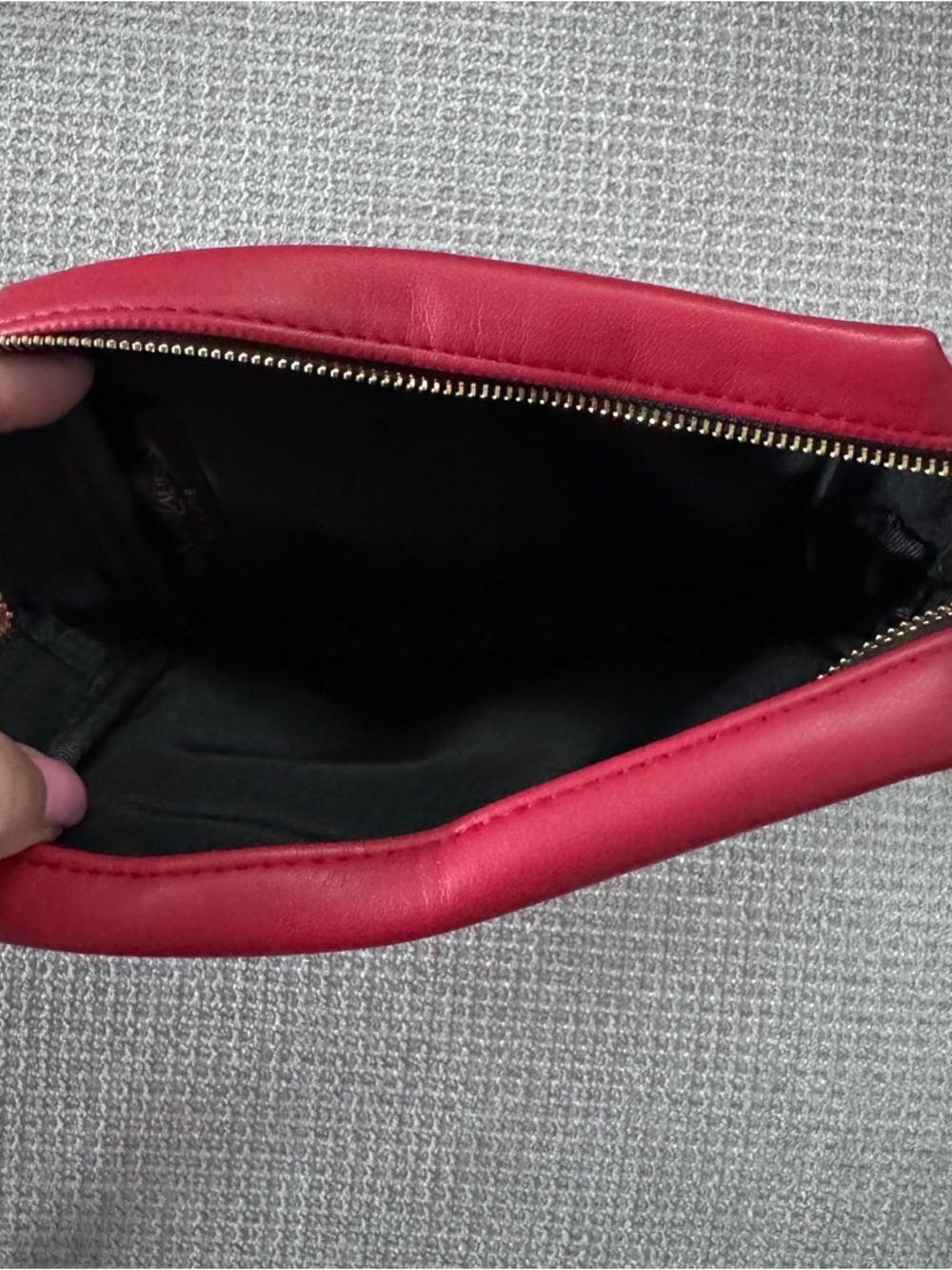 Yves Saint Laurent Red Cosmetic Pouch with Gold Zipper - Picture 6 of 7